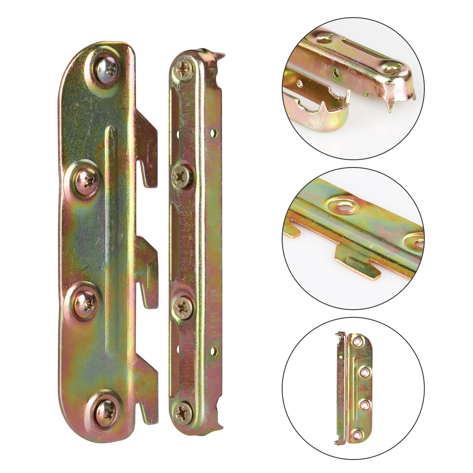 ABuff 8 Set Bed Rail Brackets Heavy Duty Wooden Bed Rail Fittings, Rust Proof Bed Frame Hardware Brackets for Connecting to Wood, Headboards and Foot-Boards- 5inch(Screws Included)