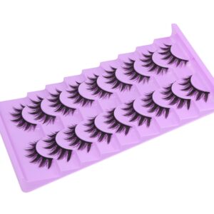 Anime Eyelashes Little Devil Spiky Manga Lashes 9 Pairs Thick Wispy Asian Japanese Style Makeup Lashes Cat Eye Doll Fake Eyelashes Strip by Mavphnee