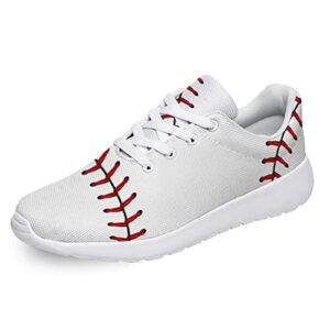 lodaden women's tennis shoes white baseball softball stitch laces running sneakers casual lightweight walking shoes gifts for female friends,us size 12 women/10.5 men