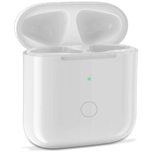 wireless charging case replacement compatible with airpods 1 & 2 generation, charger cases only for air pods 1 2 gen with quick-pairing sync button, 450mah, no earbuds, standard(white)
