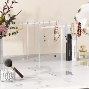 Aredpoook Jewelry Stand Necklace Stand 2 Tower, Clear Necklace Holder Jewelry Holder, Acrylic Jewelry Organizer, Bracelet Hanging Organizer, Display Stand for Bangles, Rings, Earrings and Watch