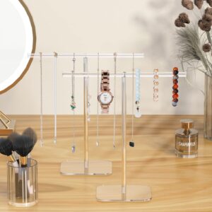 Aredpoook Jewelry Stand Necklace Stand 2 Tower, Clear Necklace Holder Jewelry Holder, Acrylic Jewelry Organizer, Bracelet Hanging Organizer, Display Stand for Bangles, Rings, Earrings and Watch