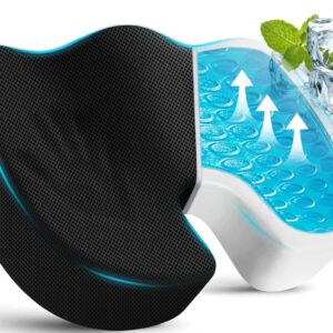 Office Chair Gel Seat Cushion - Car Seat Cushion, Non-Slip Sciatica & Back Coccyx Tailbone Pain Relief Chair Pad, Memory Foam Butt Pillow for Computer Desk,Wheelchair,Driving, Desk Accessories (Black)