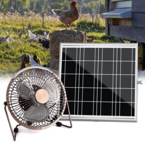 fanspex solar powered fan for dog house, 6" fan+10w solar panel kits for outdoor greenhouse, chicken coop cooling, 39db super quiet, above 10,000 hours lifespan (bronze)