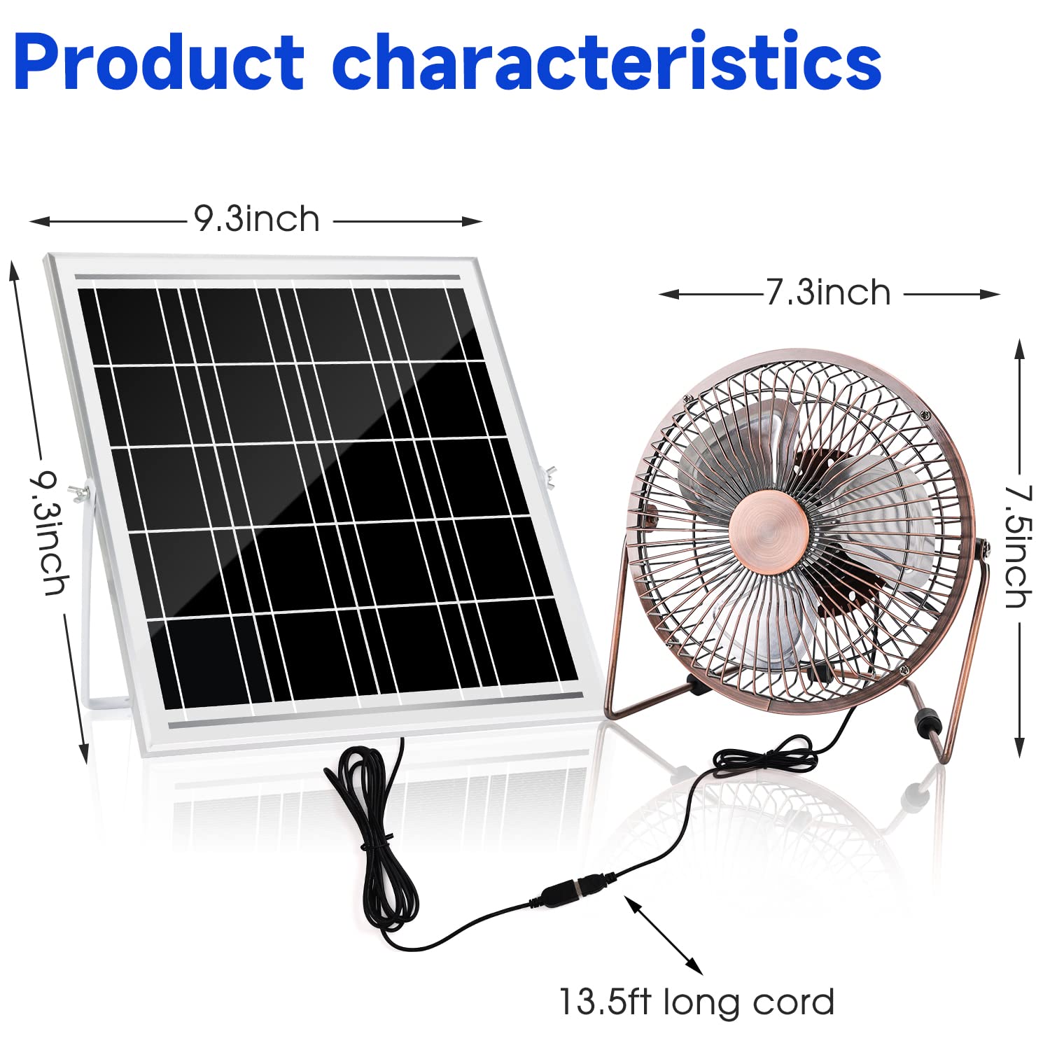 Fanspex Solar Powered Fan for Dog House, 6" Fan+10W Solar Panel Kits for Outdoor Greenhouse, Chicken Coop Cooling, 39dB Super quiet, Above 10,000 Hours Lifespan (Bronze)