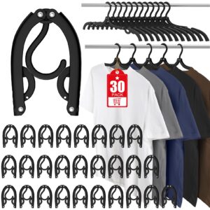 travel hangers portable foldable travel hanger organizer, plastic travel accessories essentials clothes drying rack folding hangers for traveling camping rv cruises (black, 30 pack)