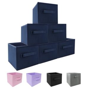 ebigic small storage bins,collapsible fabric storage organizer 9.0"x7.5"x7.5" 6 pack,mini storage box,fit for closet, living room, bookshelf, kids clothes and toys storage and organization blue…
