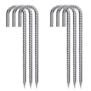 rebar-stakes-12-inch-galvanized, j hook rebar stakes 6 pack ground anchors tent stakes heavy duty for plants anti-rust landscape fabric stakes artificial turf