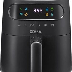 CRUX x Marshmello 3.0 QT Digital Air Fryer with TurboCrisp Technology, Touch Screen Temperature Control, Timer and Auto Shut-off, Fully Programmable, Silicone Cupcake Molds Included, Black