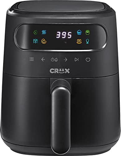 CRUX x Marshmello 3.0 QT Digital Air Fryer with TurboCrisp Technology, Touch Screen Temperature Control, Timer and Auto Shut-off, Fully Programmable, Silicone Cupcake Molds Included, Black