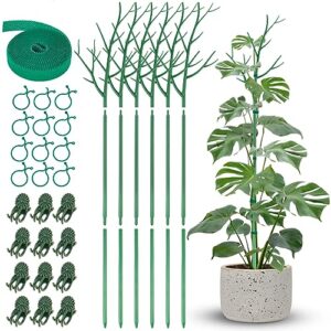 nihome comprehensive plant support stake set of 6 - durable, uv resistant 39.5" stakes with extension poles, orchid clips & plant ties for climbing indoor & outdoor plants, monstera, pothos & more