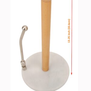 Marble and Wood Paper Towel Holder with Stainless Steel Arm