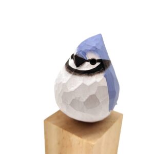TALKLEK Hand Carved Wooden Bird Figurines, Creative Small Bird Statue for Home Decor, Bird Gifts for Bird Lovers (Blue Jay)
