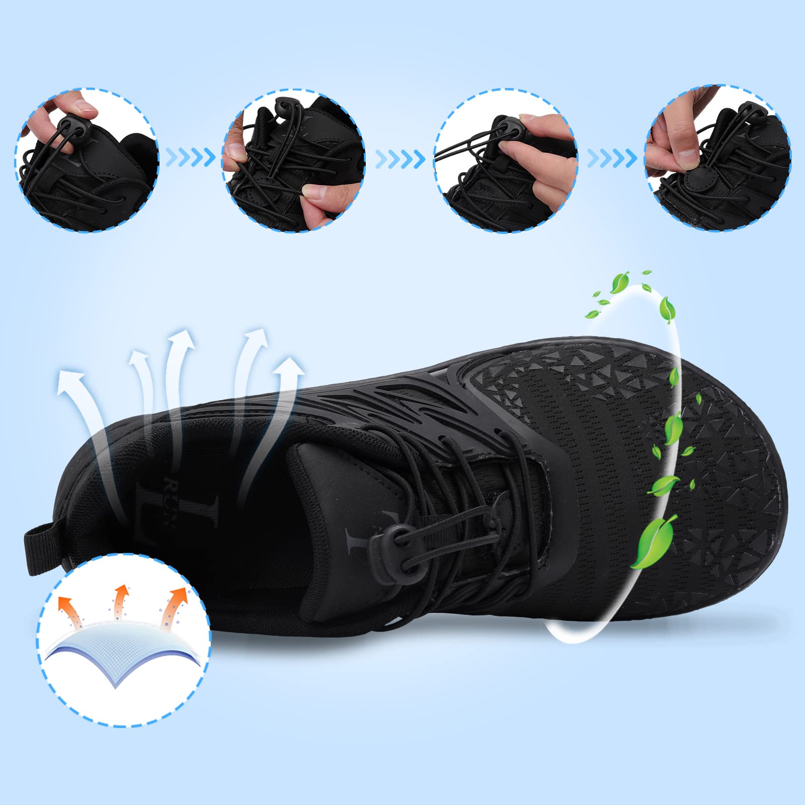 Barefoot Shoes Women Mens Beach Shoes Quick Drying Mens Swim Shoes Cruise Essential Black M US M(W:7.5-8.5, M:6-6.5)=EU37-38