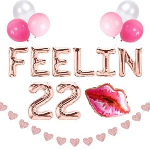 brt bearingshui 22nd birthday decorations gifts for her, feelin 22 balloon banner,22 years old birthday, happy 22nd birthday decorations supplies for women girls