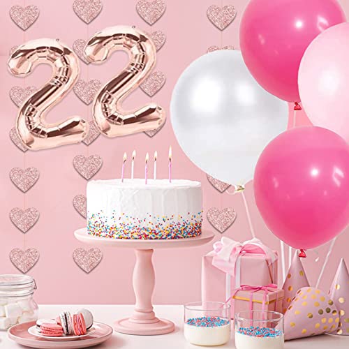 BRT Bearingshui 22nd Birthday Decorations Gifts For Her, FEELIN 22 Balloon Banner,22 Years Old Birthday, Happy 22nd Birthday Decorations Supplies for Women Girls