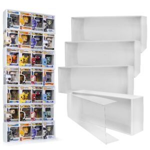 4x4 version display case compatible with fnko pop boxes, stackable 4 single row, with transparent cover to protect your collection against dust (holds 16 pops)