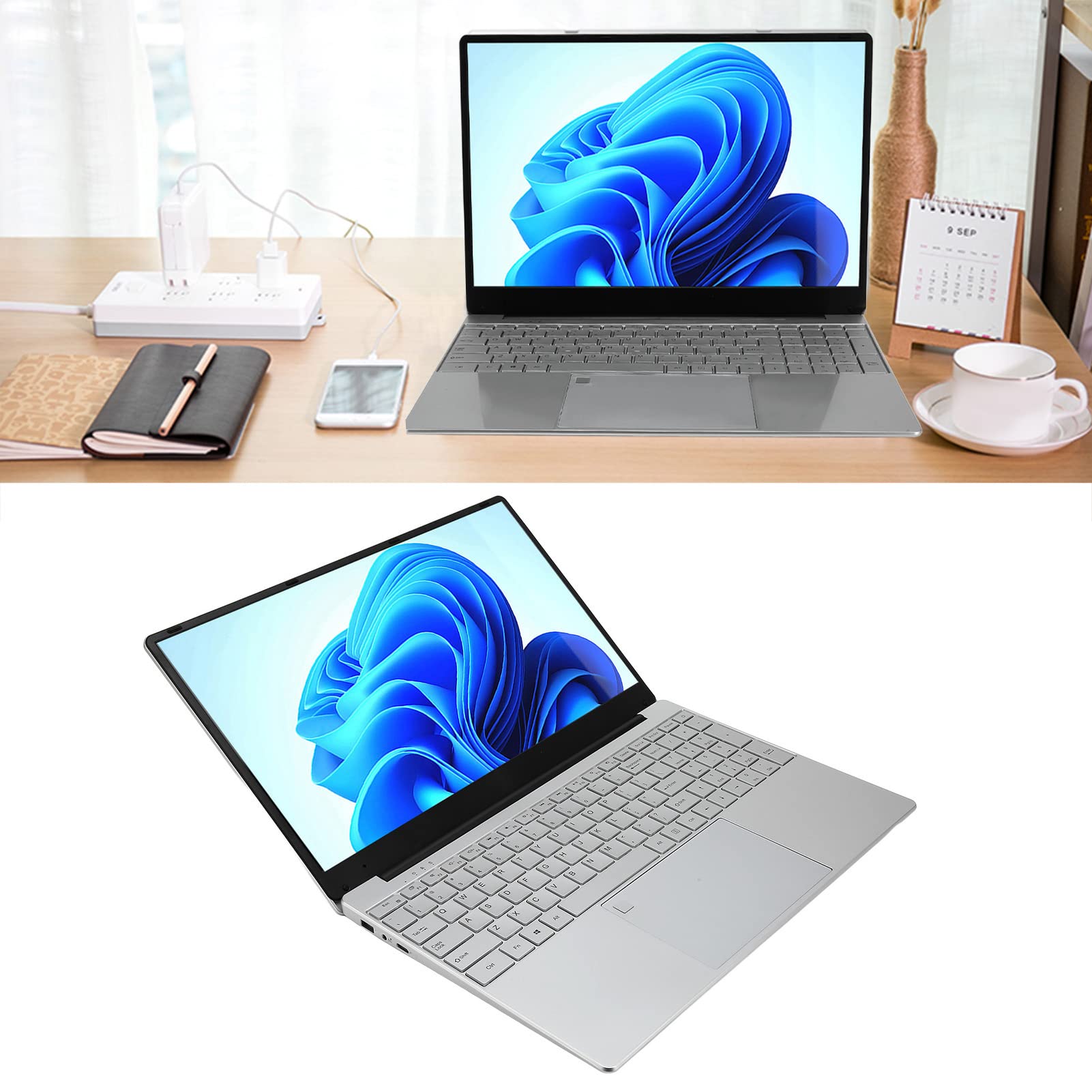 PUSOKEI 15.6in Laptop, for Windows 10 Laptop, 12GB 256GB 1920 * 1080 Resolution, Unlock Computer PC with Backlit Keyboard, 7000mAh Battery