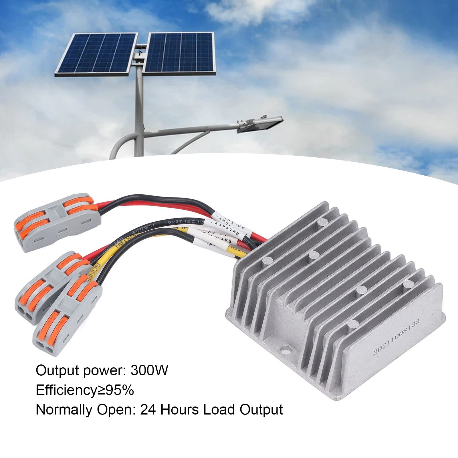 20A 300W MPPT Solar Charge Controller, Waterproof MPPT Charge Controller Buck Synchronous Rectifier Photovoltaic Battery Charger 24 Hours Load Output (14.6V Normally Open)