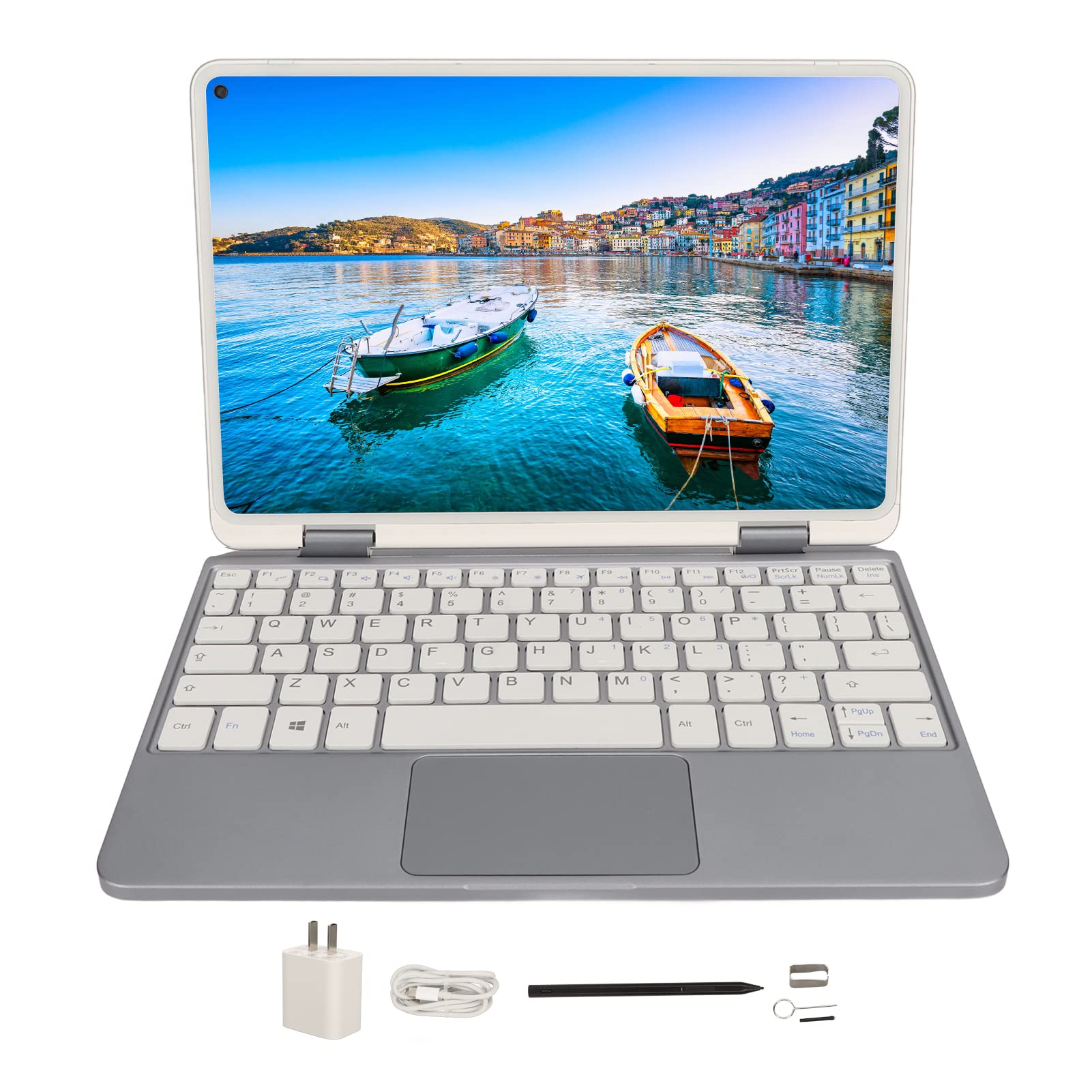 PUSOKEI 2 in 1 Laptop Computers, 10.8in 2560x1600 2 in 1 Touchscreen Notebook, Windows11, LPDDR4 8GB 1TB SSD Storage, 2.4G 5G WiFi, BT, 360 Rotatable, Home Education Laptop with Touch Pen