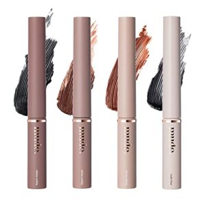 mude inspire skinny curling & multi-fixer volumizing lengthening curling mascara for dramatic lashes smudge-proof water-proof stays on all day (01 black)