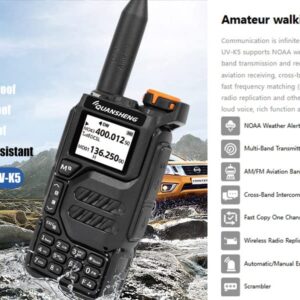 UV-K5 Dual Band Radio 5 Watt Output Portable Two-Way Radio with NOAA Weather Alert Walkie Talki FM (1pc)