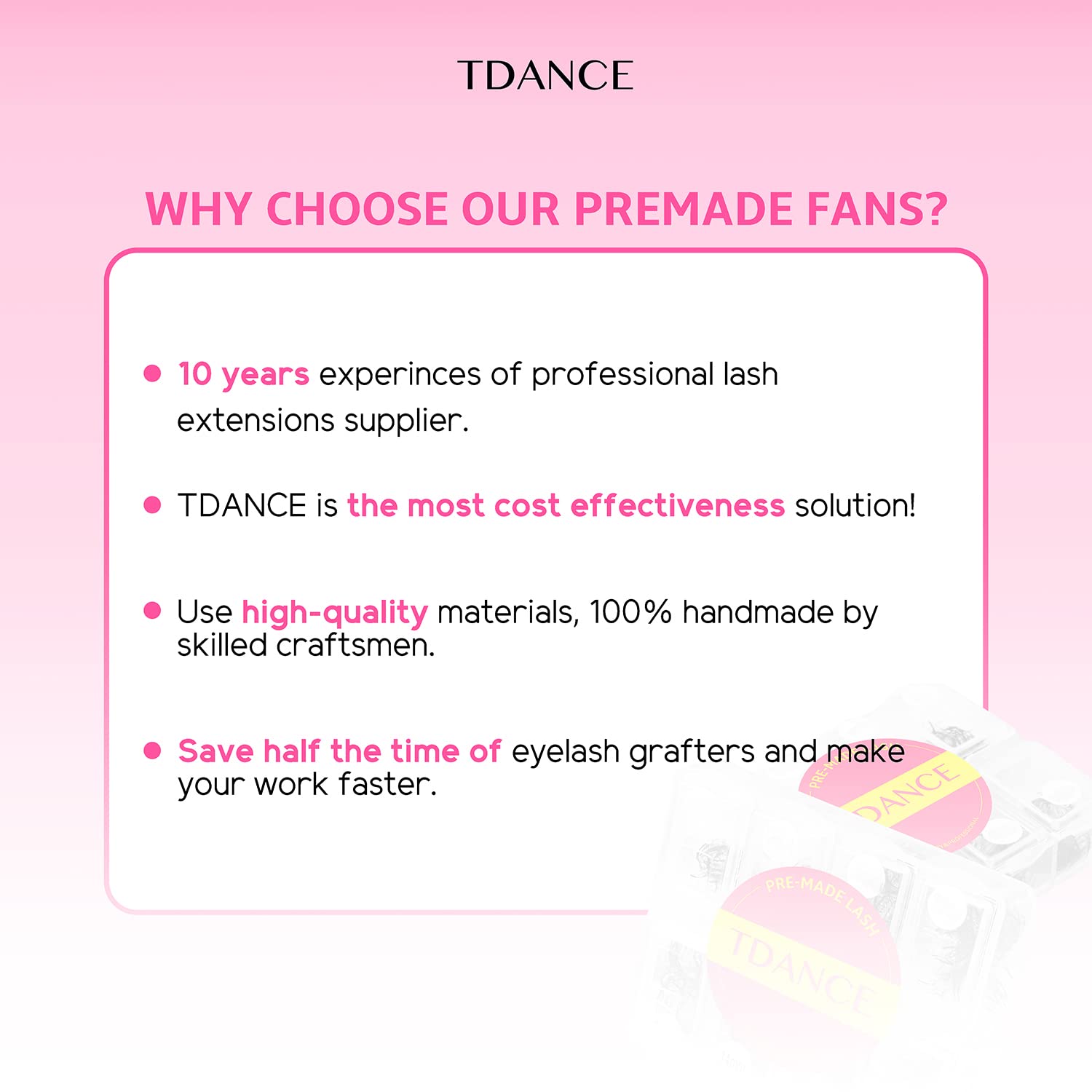 TDANCE 600 Fans Premade Fans Eyelash Extensions 8-15mm Mixed Length Pre Made Fans Lash Extensions 5D 8D 10D 12D 14D 16D 24D Handmade Promades Eyelash Fans C/D Curl Loose Fans(600-10D-0.07-D-8-15mm)