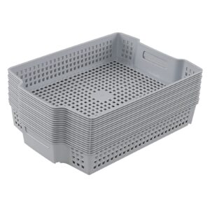 ramddy 6 pack stacking a4 paper storage basket tray, grey
