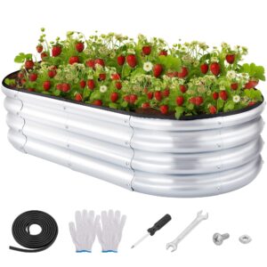 zxzyhfty galvanized raised garden bed kit, garden planter with protective tape, gloves and installation tools, large metal raised garden beds for vegetables(4 * 2 * 1ft)
