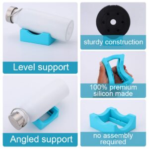 Silicone Cup Cradle for Tumbler Crafting Tumbler Holder with Built-in Slot and Felt Edge Scraper 2 Angle Supports Anti Skidding Tumbler Cradle for Cups and Bottles (Blue)