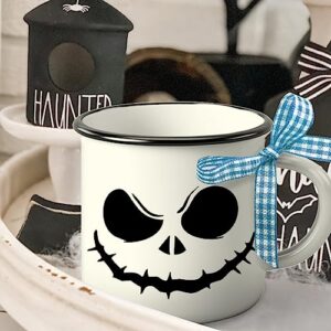 Paayna Halloween Mini Coffee Mug Set of 3, Night. mare BE Fore. Xmas Jack and Sally Spooky Face Mini Cups for Tiered Tray Decor, Kitchen Coffee Bar Party Decoration Centerpiece Fall Housewarming Gift