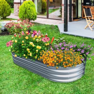 EZIOSS Raised Garden Bed -5×3×1ft Galvanized Planter Box for Outdoor Gardening and Planting, Ideal for Vegetables and Plants