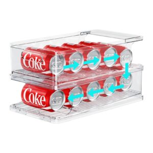 2 Layers Soda Can Organizers Stackable Auto Roll Off Drink Organizer For Fridge Organizer And Storage Soda Can Dispenser For Refrigerator Organizer Bins Can Holder Pantry Storage Beverage Holder