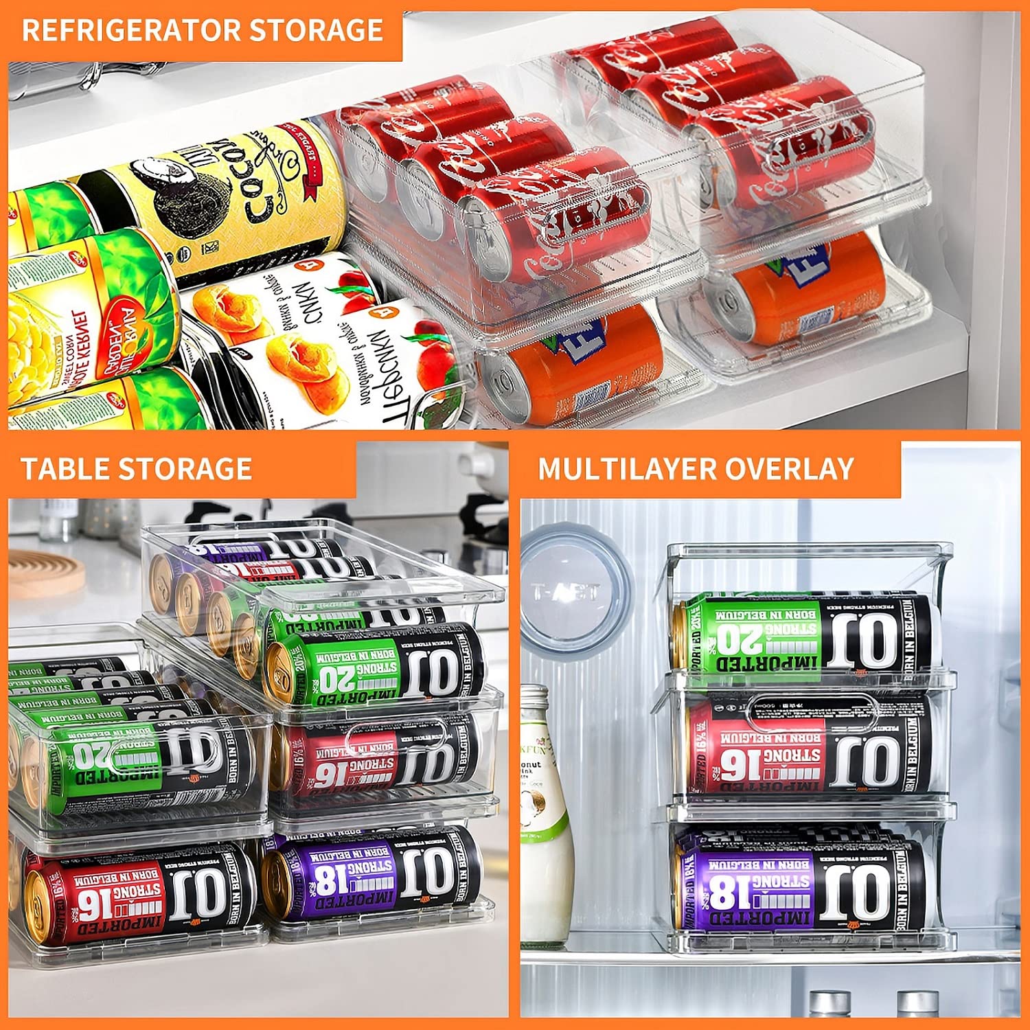 2 Layers Soda Can Organizers Stackable Auto Roll Off Drink Organizer For Fridge Organizer And Storage Soda Can Dispenser For Refrigerator Organizer Bins Can Holder Pantry Storage Beverage Holder