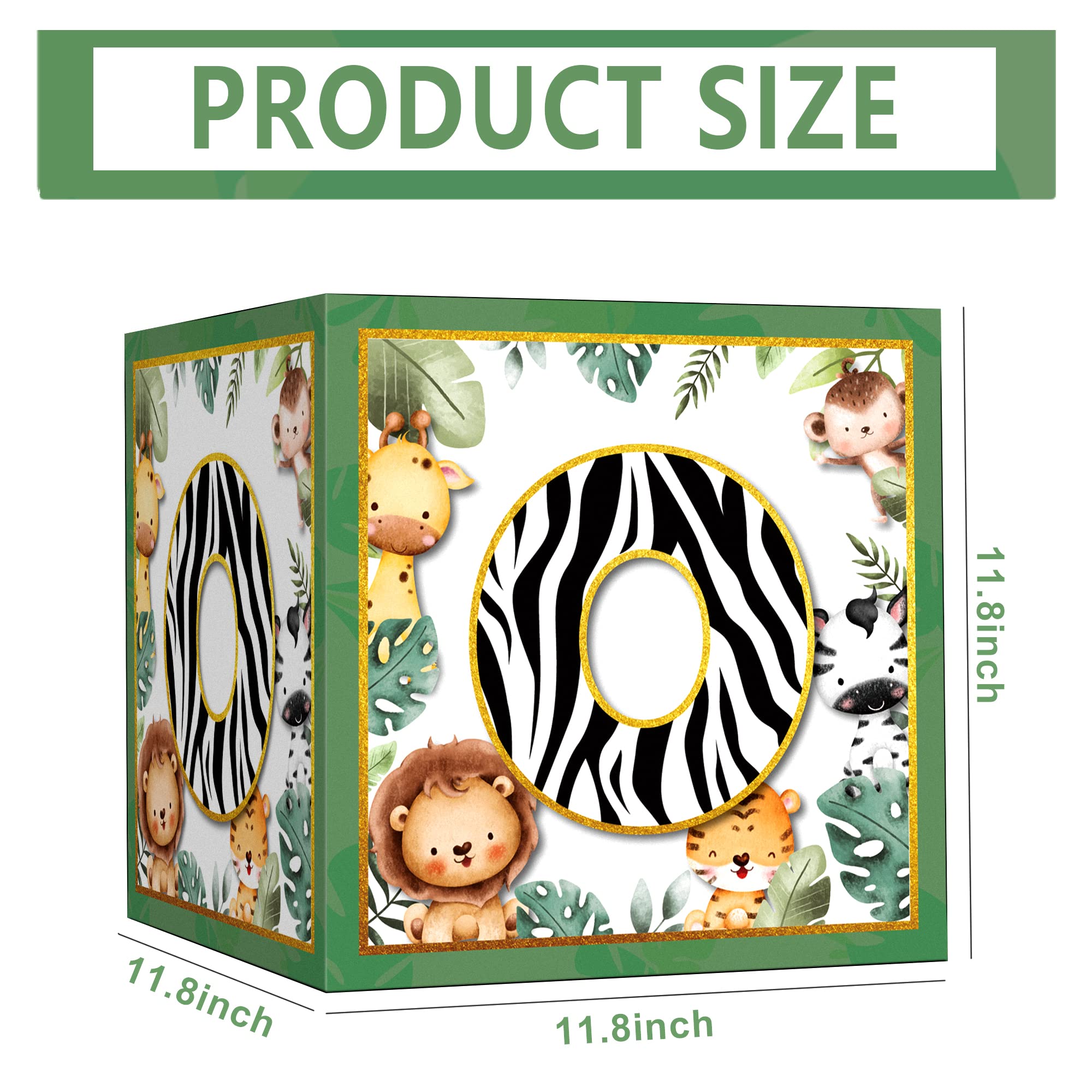 Wild One Balloon Boxes 1st Birthday Party Supplies Jungle Safari Animals Wild One Birthday Decorations for Boy Baby First Birthday Wild One Party Decorations (Green)