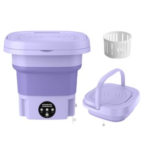 chpbolly portable washing machine, mini foldable washer and spin dryer small foldable bucket washer, suitable for apartment dorm,travelling，best gift choice (purple-8 l)(01)
