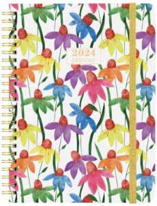 2024 monthly planner/monthly calendar - daily weekly monthly planner with tabs, 8.5" x 6.4", elastic closure, inner pocket, floral agenda organizer