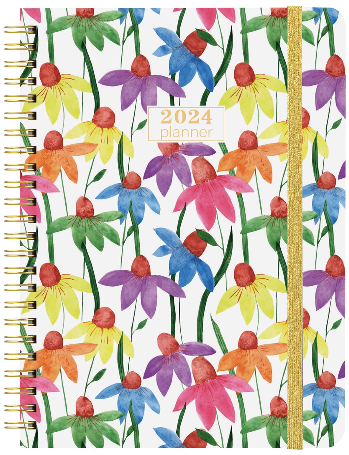 2024 Monthly Planner/Monthly Calendar - Daily Weekly Monthly Planner with Tabs, 8.5" x 6.4", Elastic Closure, Inner Pocket, Floral Agenda Organizer