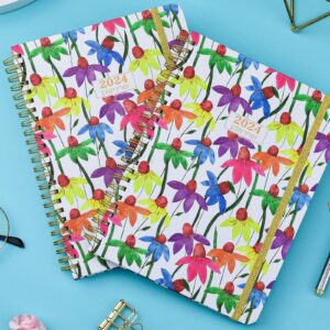 2024 Monthly Planner/Monthly Calendar - Daily Weekly Monthly Planner with Tabs, 8.5" x 6.4", Elastic Closure, Inner Pocket, Floral Agenda Organizer