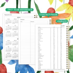 2024 Monthly Planner/Monthly Calendar - Daily Weekly Monthly Planner with Tabs, 8.5" x 6.4", Elastic Closure, Inner Pocket, Floral Agenda Organizer