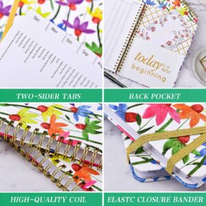 2024 Monthly Planner/Monthly Calendar - Daily Weekly Monthly Planner with Tabs, 8.5" x 6.4", Elastic Closure, Inner Pocket, Floral Agenda Organizer