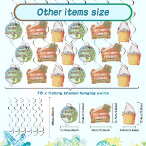 Outus 77 Pcs Gone Fishing Party Decorations Adult Fishing Birthday Party Decoration Include Banner Gone Fishing String Hanging Banner Pom Pom Flowers Hanging Swirls Latex Balloons Cupcake Topper