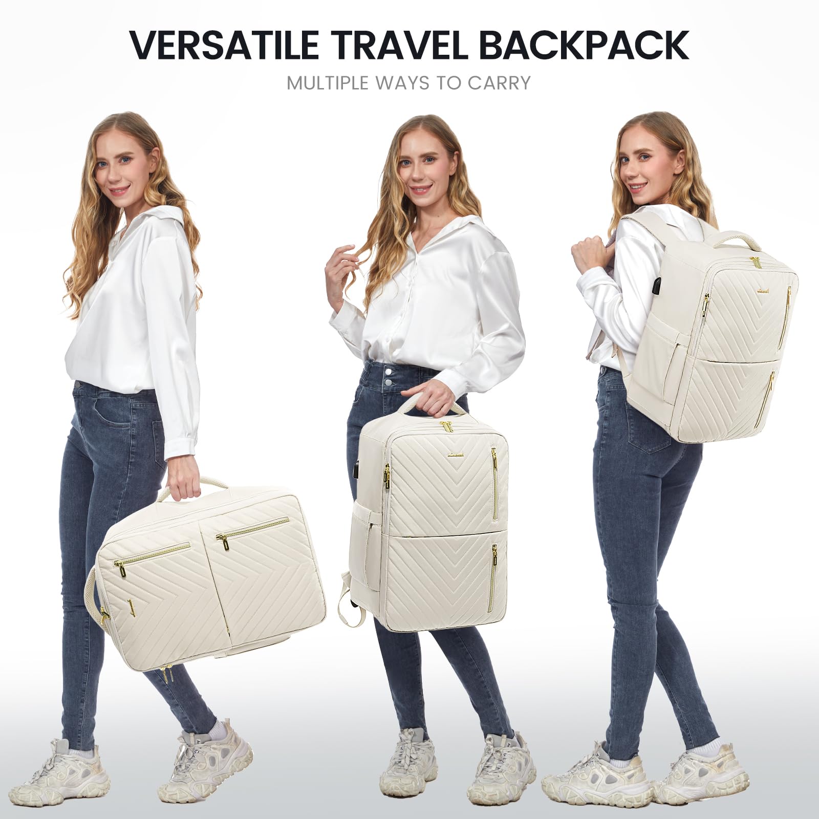 LOVEVOOK Carry On Backpack for Women Personal Item Bag Laptop Bag with USB Port, Fashion Waterproof Backpacks Stylish Travel Bags Vintage Daypacks for Work