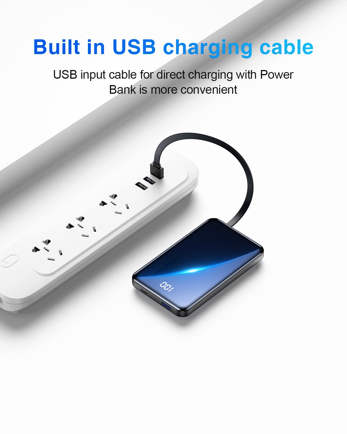 Portable Charger small Power Bank 12000mAh,Mini Fast Charging Power Bank,Battery Bank with Built-in Cables,2 Input and 4 output External Battery Pack Compatible with iPhone14/13/12/11/10/9/Android etc