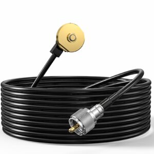 nmo antenna cable, ancable low profile nmo antenna mount to uhf pl259 connector with 20 feet rg58 low loss coax cable for cb ham uhf vhf yaesu vertex kenwood mobile cellular trucker