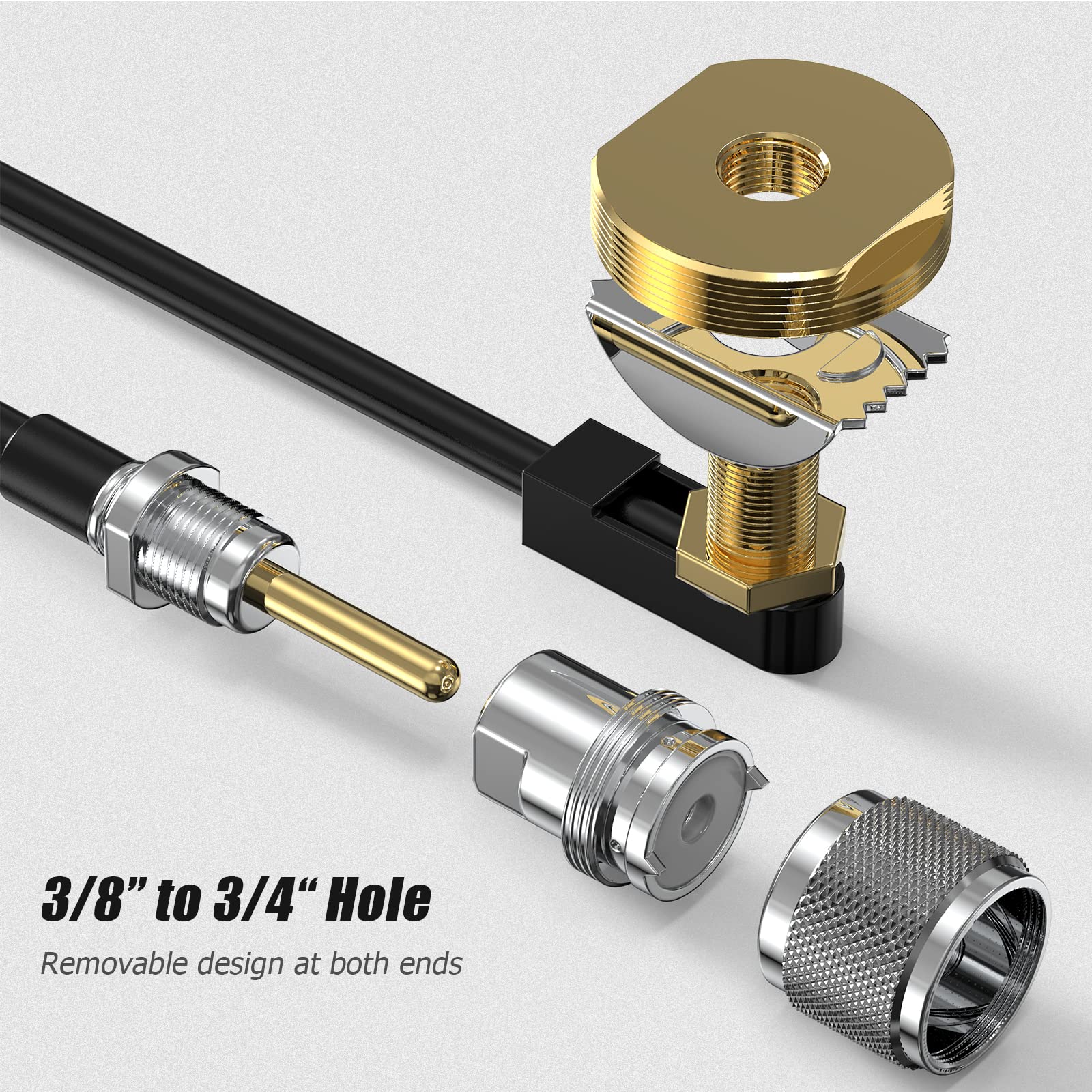 NMO Antenna Cable, Ancable Low Profile NMO Antenna Mount to UHF PL259 Connector with 20 Feet RG58 Low Loss Coax Cable for CB Ham UHF VHF Yaesu Vertex Kenwood Mobile Cellular Trucker