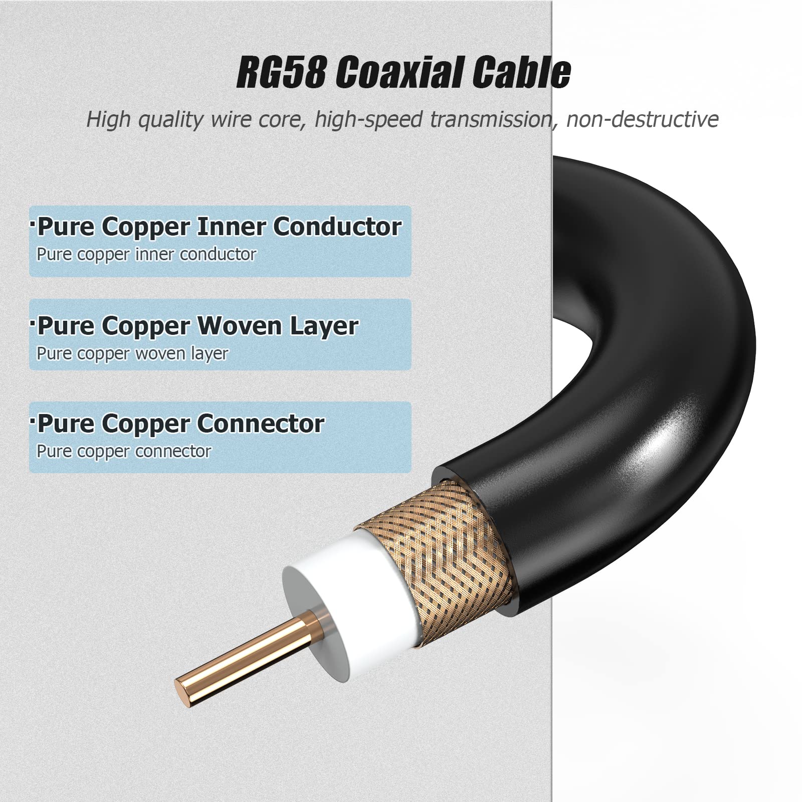 NMO Antenna Cable, Ancable Low Profile NMO Antenna Mount to UHF PL259 Connector with 20 Feet RG58 Low Loss Coax Cable for CB Ham UHF VHF Yaesu Vertex Kenwood Mobile Cellular Trucker