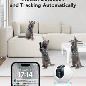 4MP Indoor Camera,2.4/5GHz WiFi Security Cameras,Wireless 5g Pet Camera with Phone App for Doggy,Cat,Puppy, Baby Monitor with Night Vision, Motion Tracking, Sound Alerts, Cloud/SD Storage,Alexa