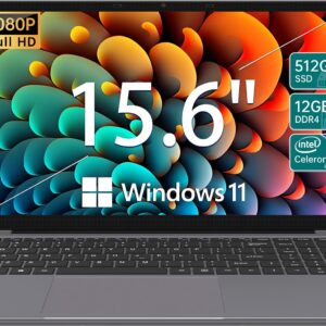 ApoloSign Laptop Computer, 15.6 Inches FHD IPS 1080P Display, 512GB SSD (Expandable 1T) 12GB DDR4 Windows 11 Light Laptops with Intel Celeron N5095 Quad-Core Processor, Up to 2.8GHz