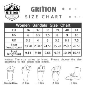 GRITION Womens Hiking Sandals, Ladies Closed Toe Walking Athletic Outdoor Sandles Comfort Adjustable Sport Beach Water Shoes Summer Grey (6.5 US / 37 EU)